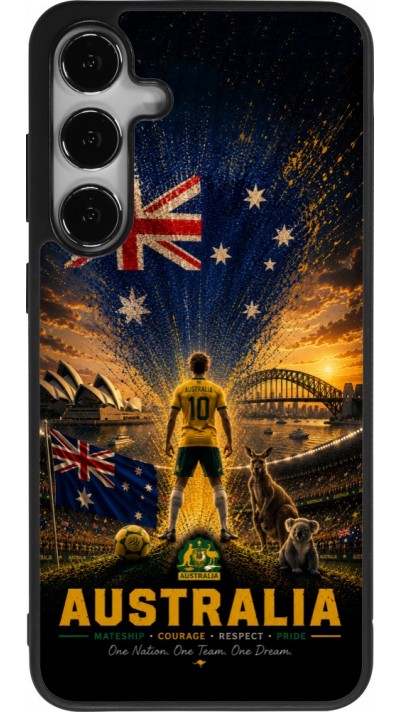Coque Samsung Galaxy S25+ - Silicone rigide noir Football Australie splash 2026