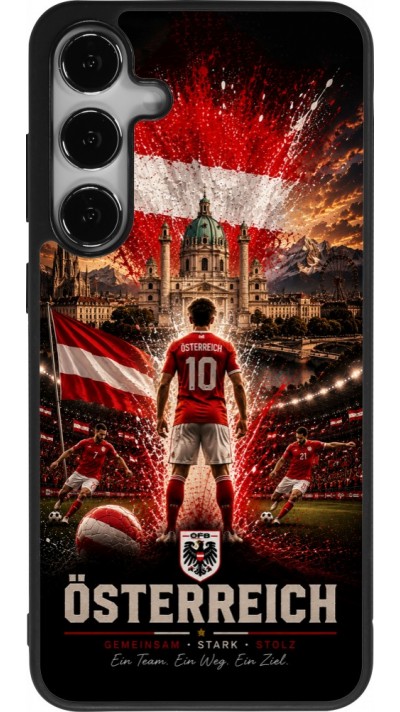 Coque Samsung Galaxy S25+ - Silicone rigide noir Football Autriche splash 2026