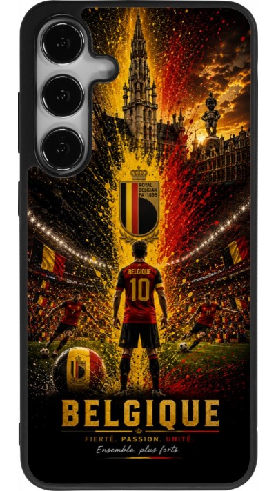 Coque Samsung Galaxy S25+ - Silicone rigide noir Football Belgique splash 2026