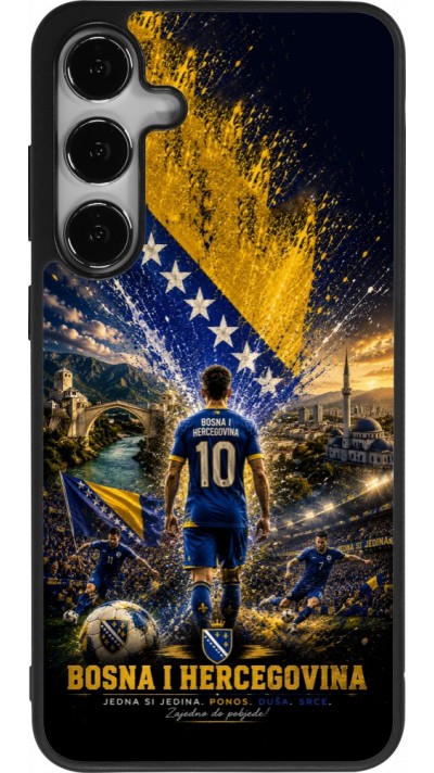 Coque Samsung Galaxy S25+ - Silicone rigide noir Football Bosnie-Herzégovine splash 2026
