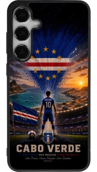 Coque Samsung Galaxy S25+ - Silicone rigide noir Football Cap-Vert splash 2026