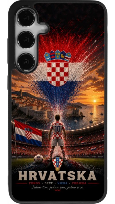 Coque Samsung Galaxy S25+ - Silicone rigide noir Football Croatie splash 2026