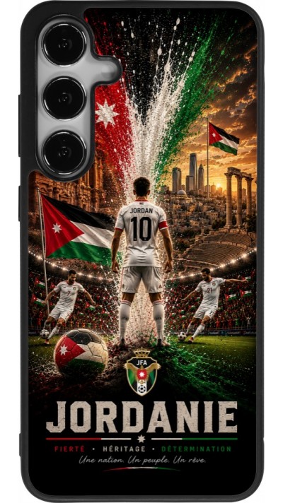Coque Samsung Galaxy S25+ - Silicone rigide noir Football Jordanie splash 2026