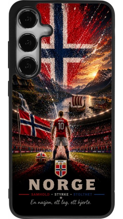 Coque Samsung Galaxy S25+ - Silicone rigide noir Football Norvège splash 2026