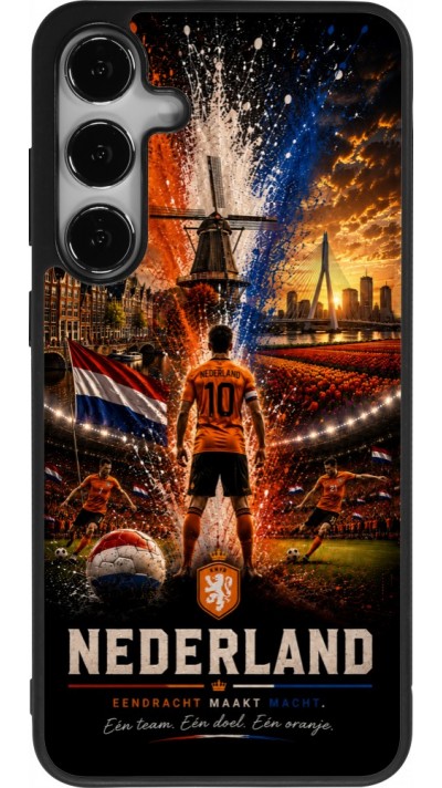 Coque Samsung Galaxy S25+ - Silicone rigide noir Football Pays-Bas splash 2026