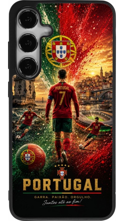 Coque Samsung Galaxy S25+ - Silicone rigide noir Football Portugal splash 2026