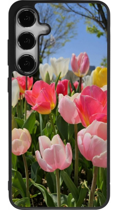 Coque Samsung Galaxy S25+ - Silicone rigide noir Tulips Spring 2026