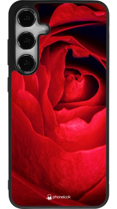 Samsung Galaxy S25+ Case Hülle - Silikon schwarz Valentine 2022 Rose
