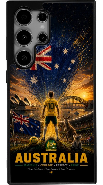 Coque Samsung Galaxy S25 Ultra - Silicone rigide noir Football Australie splash 2026