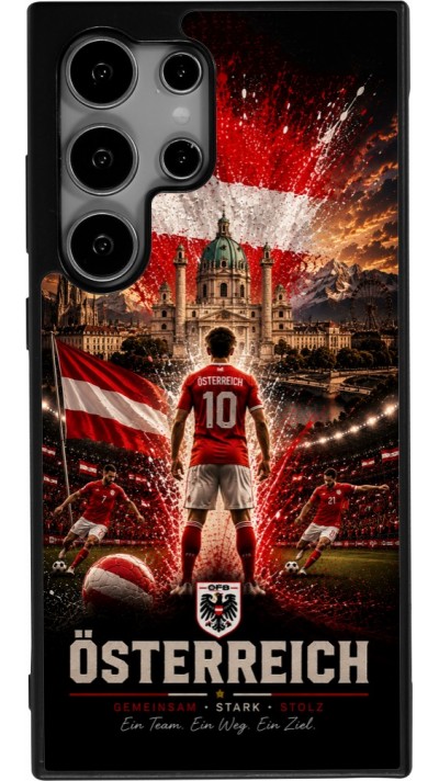 Coque Samsung Galaxy S25 Ultra - Silicone rigide noir Football Autriche splash 2026
