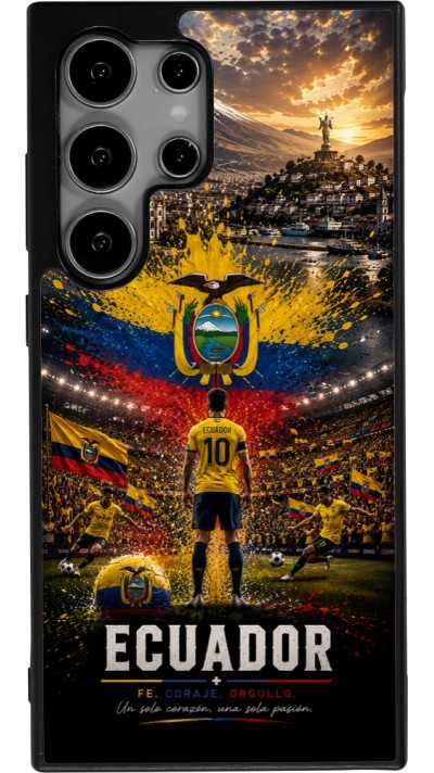 Coque Samsung Galaxy S25 Ultra - Silicone rigide noir Football Équateur splash 2026