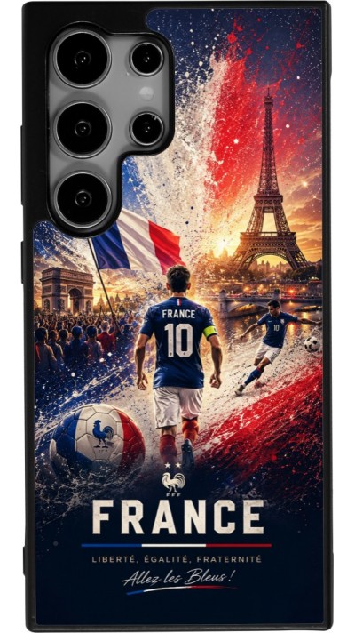 Coque Samsung Galaxy S25 Ultra - Silicone rigide noir Football France splash 2026