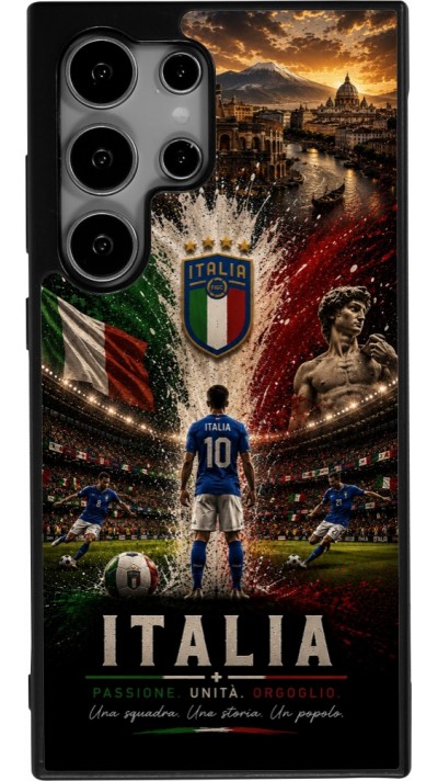 Coque Samsung Galaxy S25 Ultra - Silicone rigide noir Football Italie splash 2026