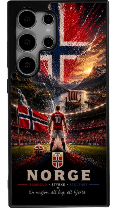 Coque Samsung Galaxy S25 Ultra - Silicone rigide noir Football Norvège splash 2026