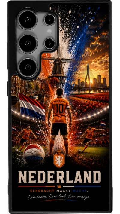 Coque Samsung Galaxy S25 Ultra - Silicone rigide noir Football Pays-Bas splash 2026