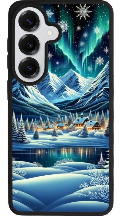 Samsung Galaxy S26 Case Hülle - Silikon schwarz Verschneites Bergdorf am See in der Nacht