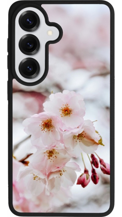 Coque Samsung Galaxy S26 - Silicone rigide noir Cherry tree Spring 2026