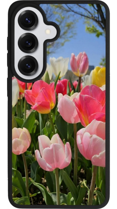 Coque Samsung Galaxy S26 - Silicone rigide noir Tulips Spring 2026