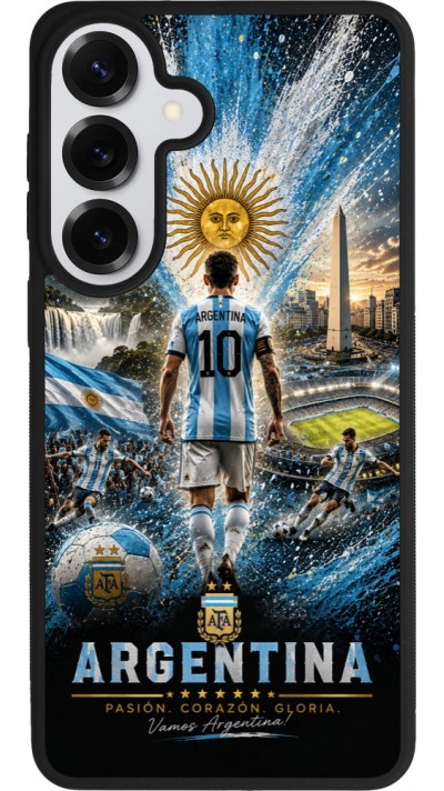 Coque Samsung Galaxy S26+ - Silicone rigide noir Football Argentine splash 2026