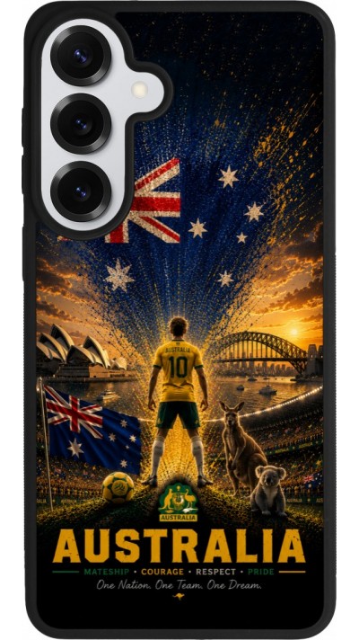 Coque Samsung Galaxy S26+ - Silicone rigide noir Football Australie splash 2026