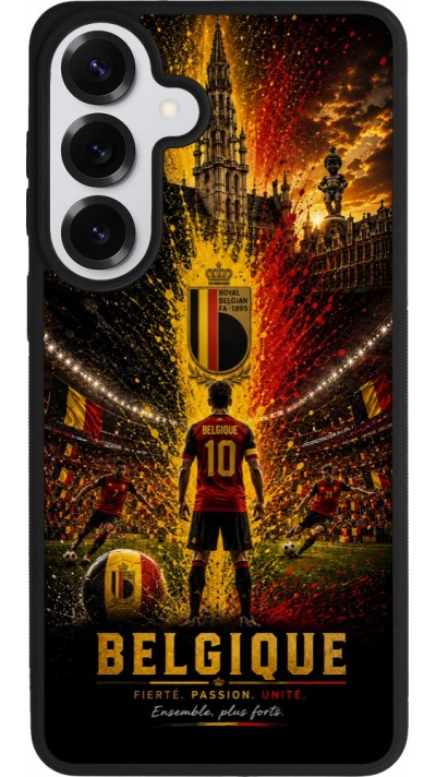Coque Samsung Galaxy S26+ - Silicone rigide noir Football Belgique splash 2026