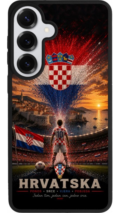 Coque Samsung Galaxy S26+ - Silicone rigide noir Football Croatie splash 2026