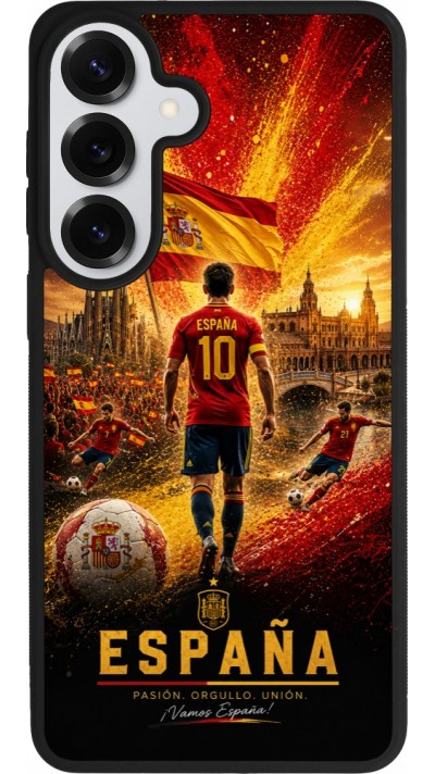 Coque Samsung Galaxy S26+ - Silicone rigide noir Football Espagne splash 2026