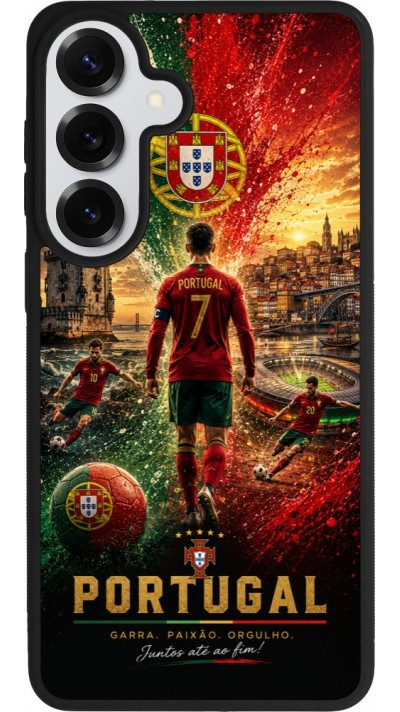 Coque Samsung Galaxy S26+ - Silicone rigide noir Football Portugal splash 2026