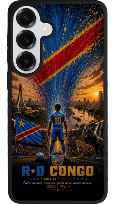 Coque Samsung Galaxy S26+ - Silicone rigide noir Football République démocratique du Congo splash 2026