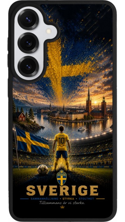 Coque Samsung Galaxy S26+ - Silicone rigide noir Football Suède splash 2026