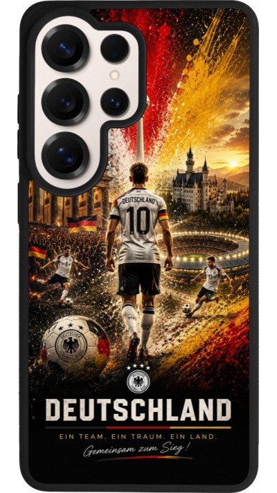 Coque Samsung Galaxy S26 Ultra - Silicone rigide noir Football Allemagne splash 2026