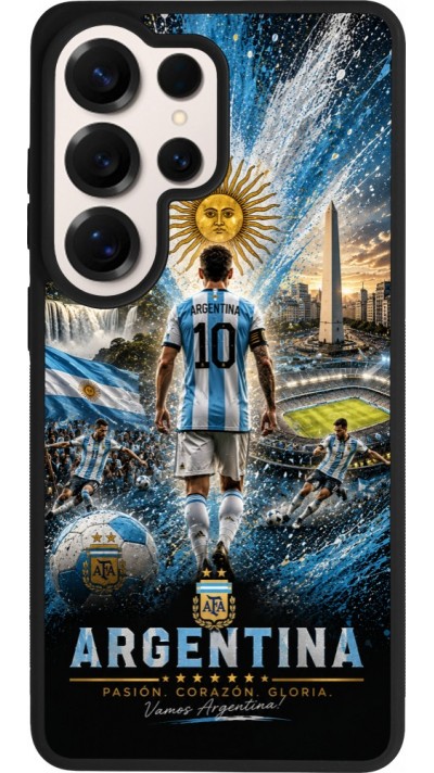 Coque Samsung Galaxy S26 Ultra - Silicone rigide noir Football Argentine splash 2026