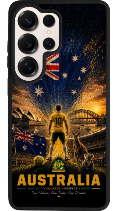 Coque Samsung Galaxy S26 Ultra - Silicone rigide noir Football Australie splash 2026