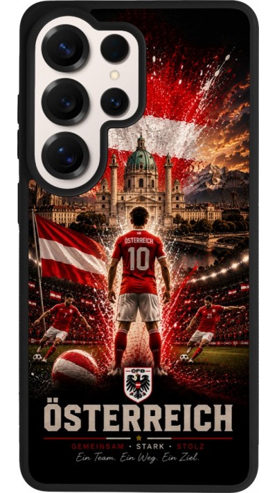 Coque Samsung Galaxy S26 Ultra - Silicone rigide noir Football Autriche splash 2026