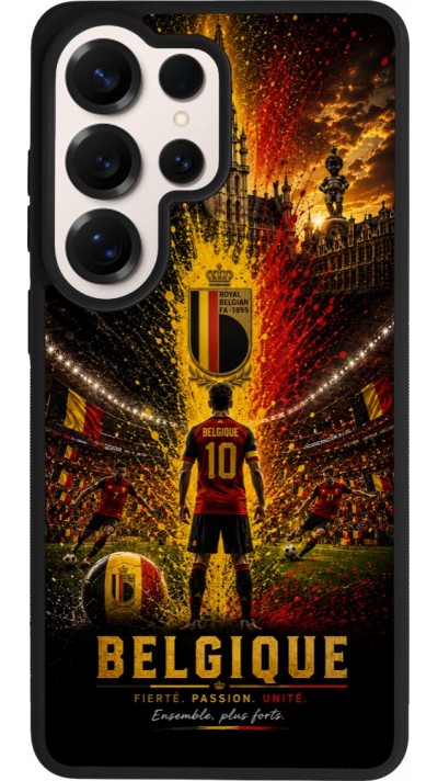 Coque Samsung Galaxy S26 Ultra - Silicone rigide noir Football Belgique splash 2026