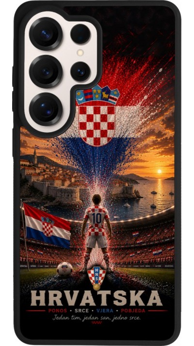 Coque Samsung Galaxy S26 Ultra - Silicone rigide noir Football Croatie splash 2026