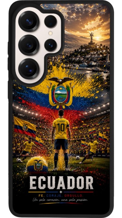 Coque Samsung Galaxy S26 Ultra - Silicone rigide noir Football Équateur splash 2026