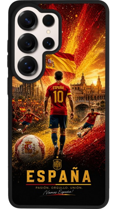 Coque Samsung Galaxy S26 Ultra - Silicone rigide noir Football Espagne splash 2026