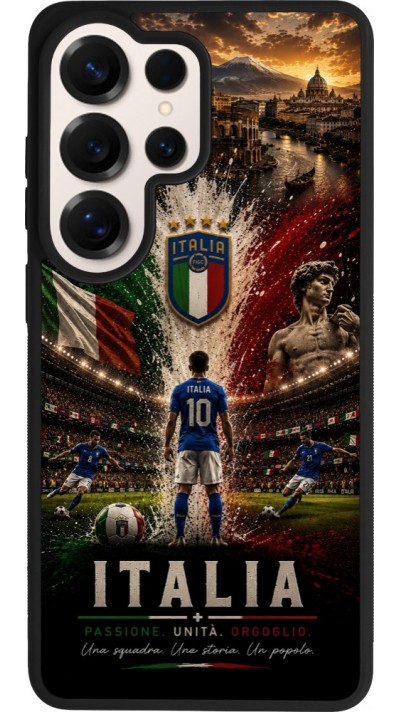Coque Samsung Galaxy S26 Ultra - Silicone rigide noir Football Italie splash 2026
