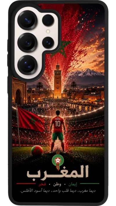 Coque Samsung Galaxy S26 Ultra - Silicone rigide noir Football Maroc splash 2026