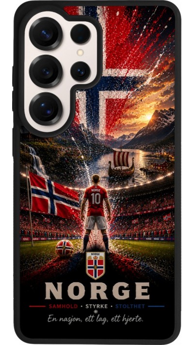 Coque Samsung Galaxy S26 Ultra - Silicone rigide noir Football Norvège splash 2026