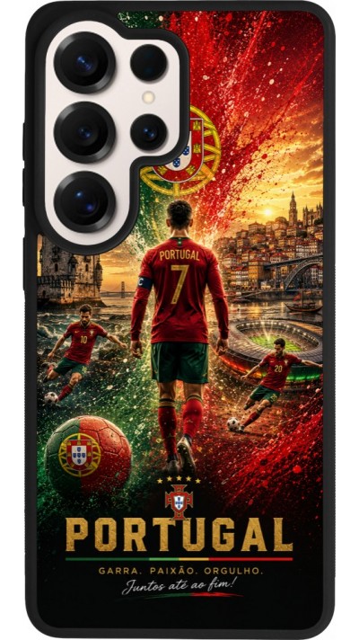 Coque Samsung Galaxy S26 Ultra - Silicone rigide noir Football Portugal splash 2026