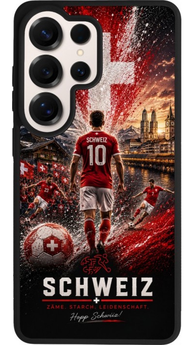 Coque Samsung Galaxy S26 Ultra - Silicone rigide noir Football Schweiz splash 2026