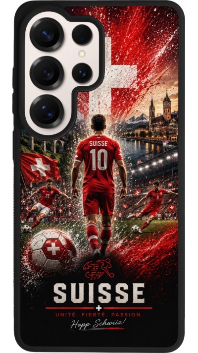 Coque Samsung Galaxy S26 Ultra - Silicone rigide noir Football Suisse splash 2026