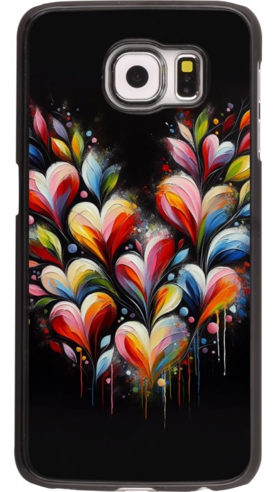 Coque Samsung Galaxy S6 - Valentine 2024 Coeur Noir Abstrait