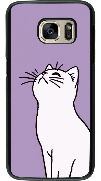 Coque Samsung Galaxy S7 - Chat sur fond violet
