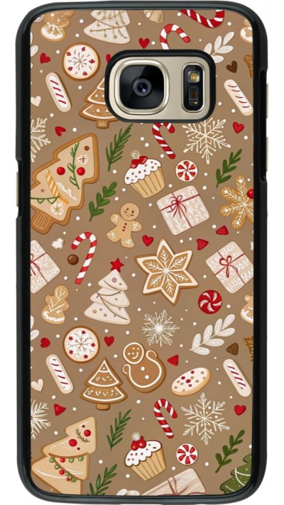 Samsung Galaxy S7 Case Hülle - Christmas 25 Pattern Ginger Cookie