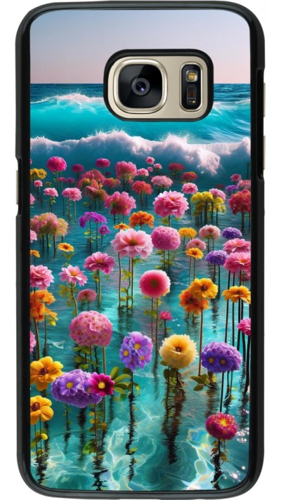 Samsung Galaxy S7 Case Hülle - Blumenmeer Wellen