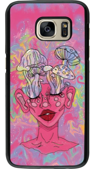 Samsung Galaxy S7 Case Hülle - Psychedelic pink mushroom