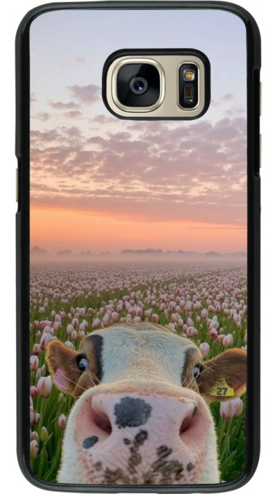 Samsung Galaxy S7 Case Hülle - Cow with tulips Spring 2026